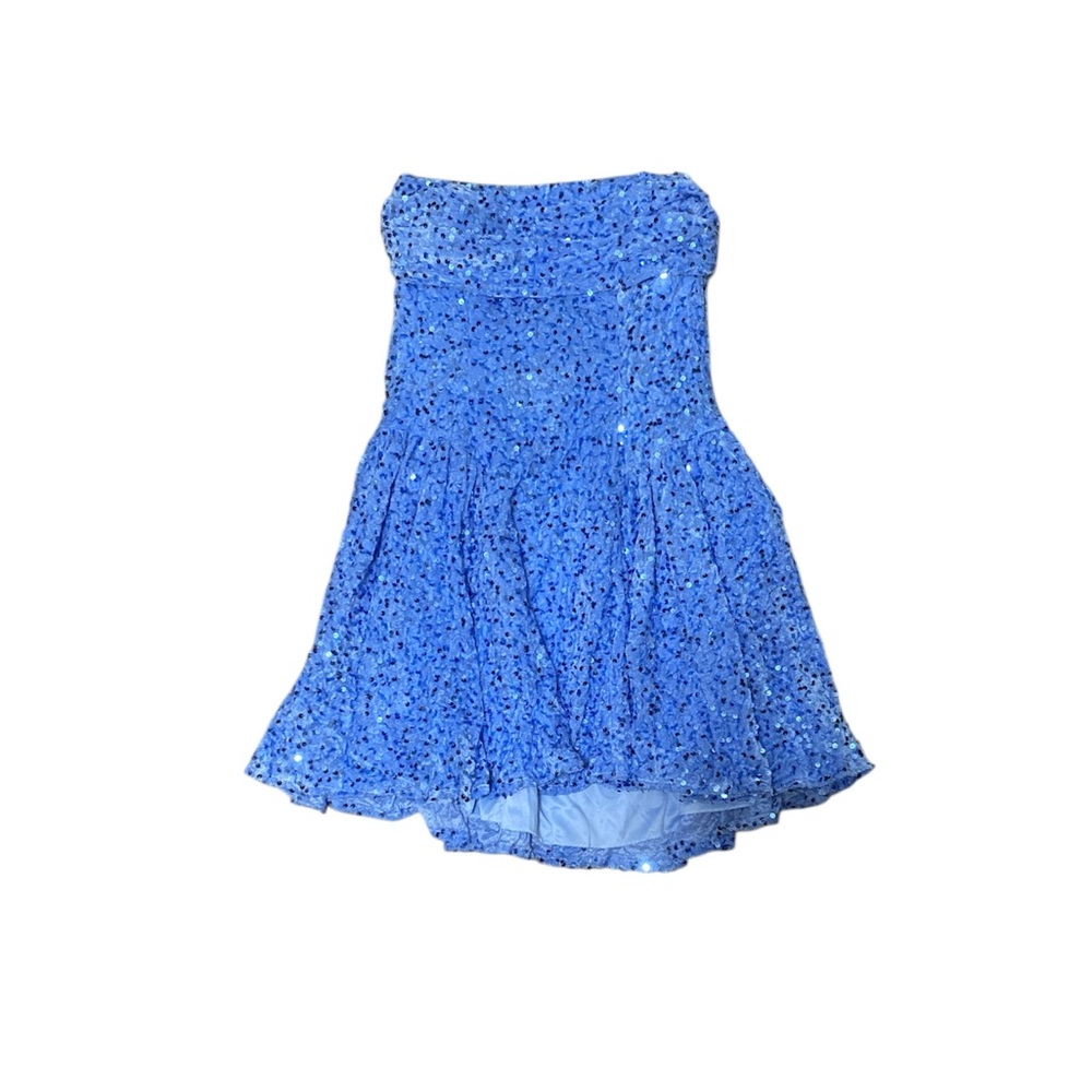 Strapless Blue Sequin Party Dress